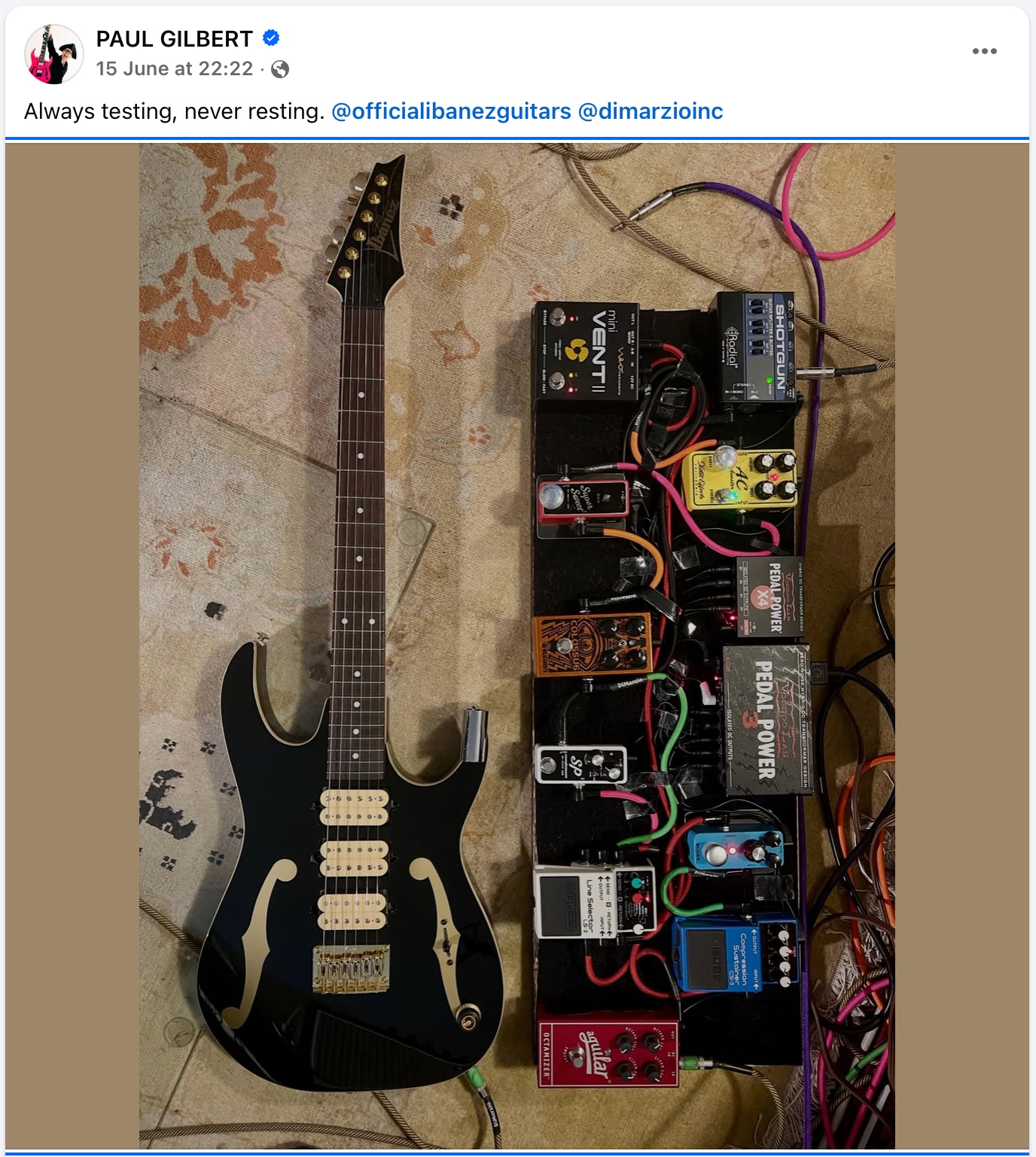 Paul Gilberts pedalboard post