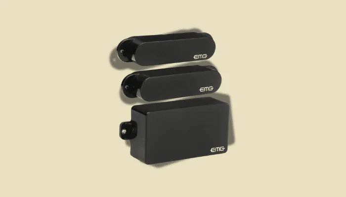 Infographic showing active pickups, a low-impedance source that resists tone loss over long cables.