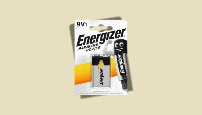 Photo of alkaline 9V batteries, a reliable and affordable choice for guitar pedals.