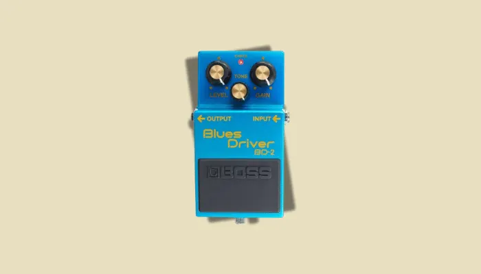 Photo of the Boss BD-2 Blues Driver overdrive pedal.