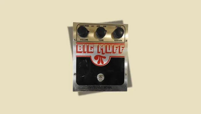 Photo of the Electro-Harmonix Big Muff Pi, an iconic fuzz pedal from the golden era of effects innovation.