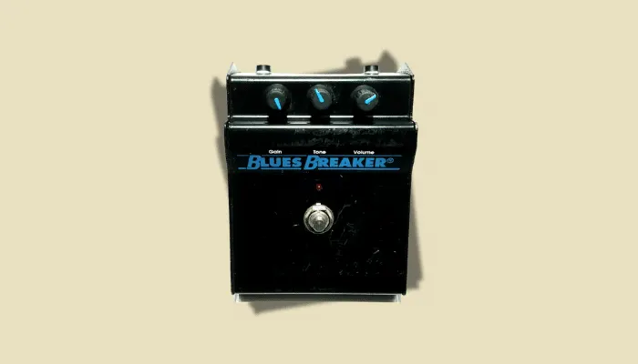 Photo of the Marshall Bluesbreaker pedal, capturing the cranked tone of Marshall's legendary Bluesbreaker amp.
