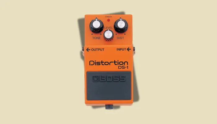 Photo of the Boss DS-1 Distortion pedal, one of the most classic and widely used distortion pedals in rock.