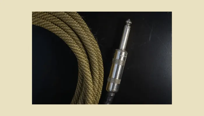 Photo of guitar cables and a power supply, the connections needed to run an effects pedal.