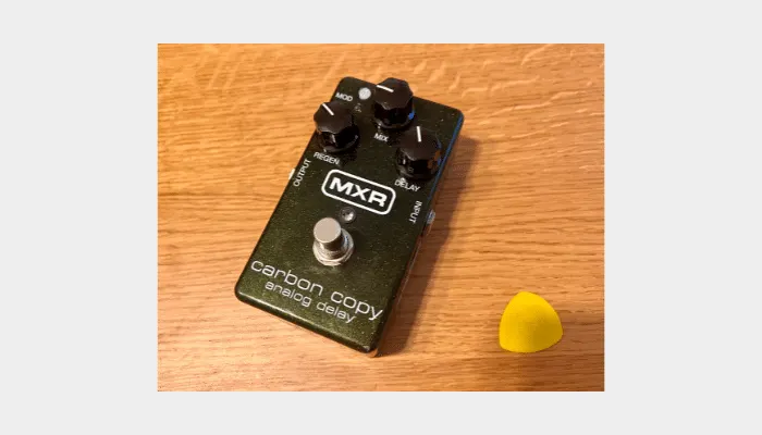 Photo of the MXR Carbon Copy analog delay pedal, used to illustrate how analog delay works.