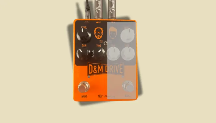 Diagram showing classic rock crunch settings on Dan's side of the Keeley D&M Drive pedal.
