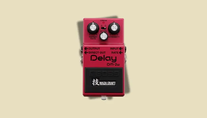 Photo of the Boss DM-2W Waza Craft analog delay pedal.