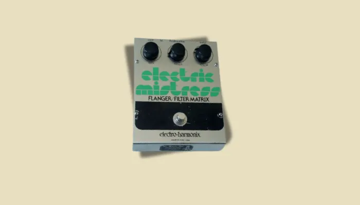 Photo of the Electro-Harmonix Electric Mistress flanger pedal, known for its sweeping, watery modulation.
