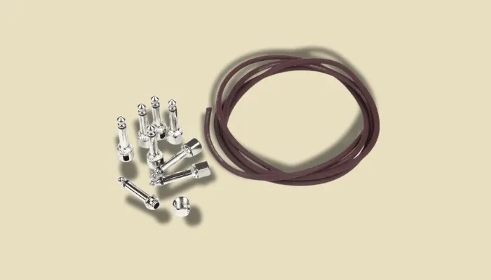 Photo of an Evidence Audio patch cable, an example of a quality cable for reducing pedal noise.