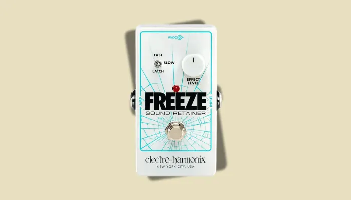 Photo of the Electro-Harmonix Freeze, a weird pedal that captures and sustains a note indefinitely with a tap.