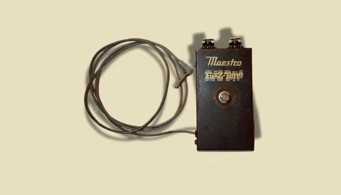 Photo of the Maestro Fuzz-Tone, the early-1960s pedal that helped kick off guitar effects history.