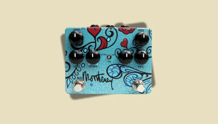 Photo of the Keeley Monterey fuzz pedal, a multi-effect fuzz, wah and octave unit inspired by Hendrix.
