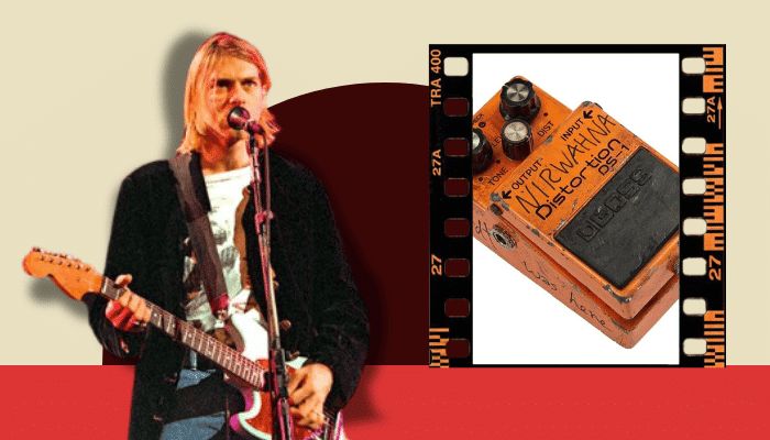 Kurt Cobain's pedalboard layout showing his core distortion and chorus pedals