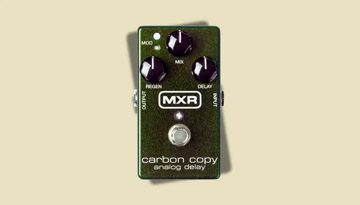 MXR Carbon Copy analog delay pedal known for its warm, vintage-style repeats.