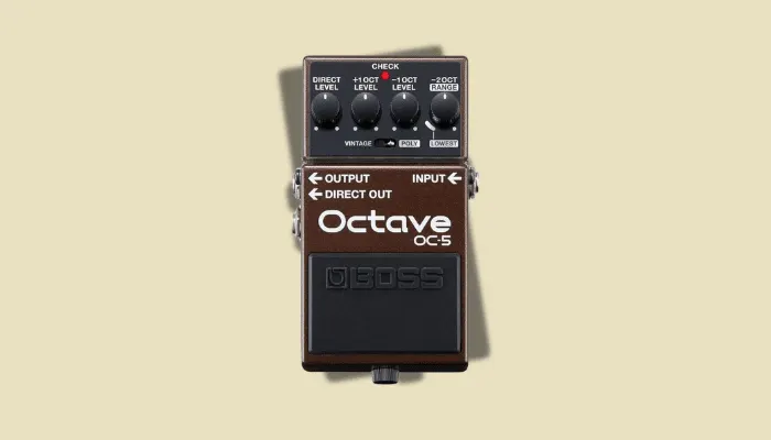 Photo of the Boss OC-5 octave pedal, an example of a modern digital octave pedal.
