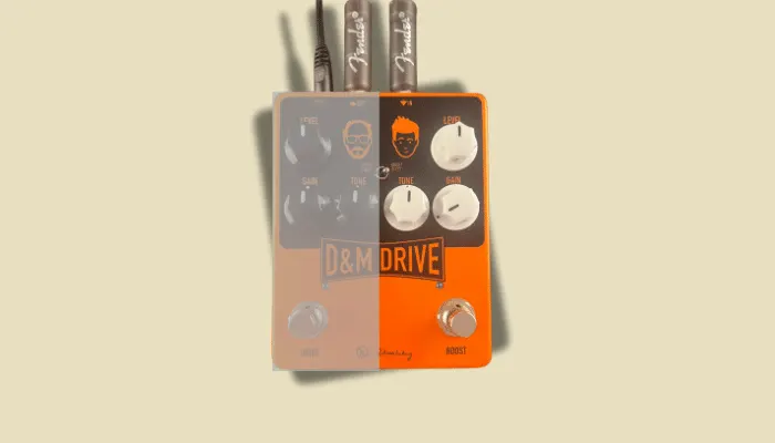 Diagram showing old-school treble boost settings on Mick's side of the Keeley D&M Drive pedal.