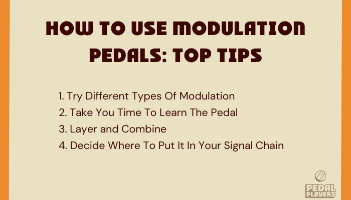 Infographic showing top tips for getting started with modulation pedals.
