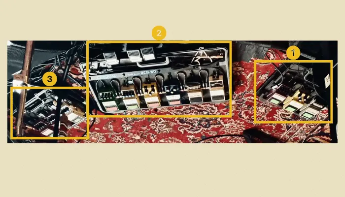 Robert Smith's three pedalboards