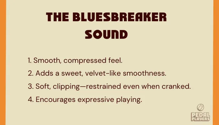 Infographic describing the smooth, compressed sound of the Marshall Bluesbreaker.
