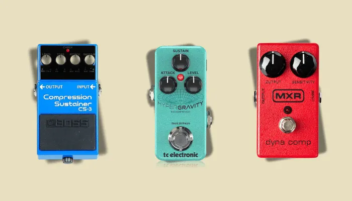 Infographic showing top compressor pedal picks for beginners.