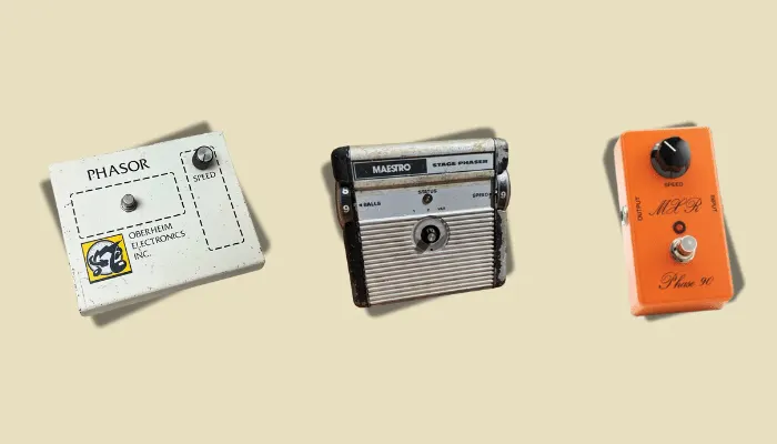 Photo of vintage modulation pedals, illustrating the early history and classic uses of modulation.
