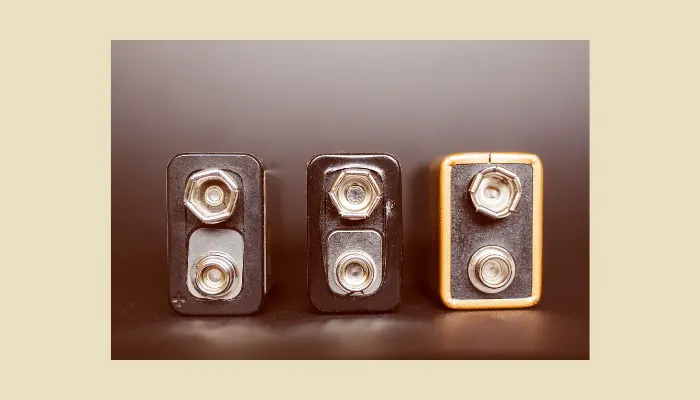 Close-up of a guitar pedal input jack, which acts as the on/off switch on battery-powered pedals.