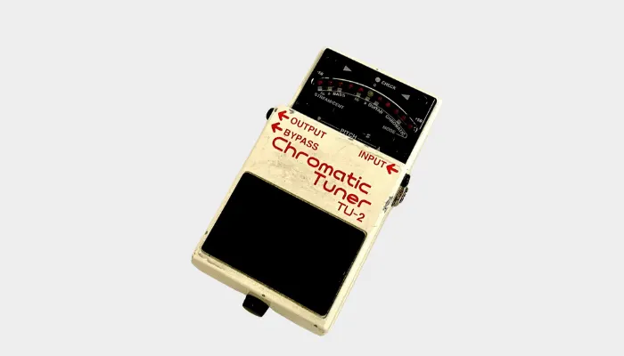 Photo of the Boss TU-2 tuner pedal, the older of the two Boss tuners compared here.