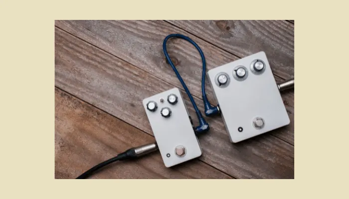 Photo of a guitar pedal left connected and powered, illustrating the physical-wear question.
