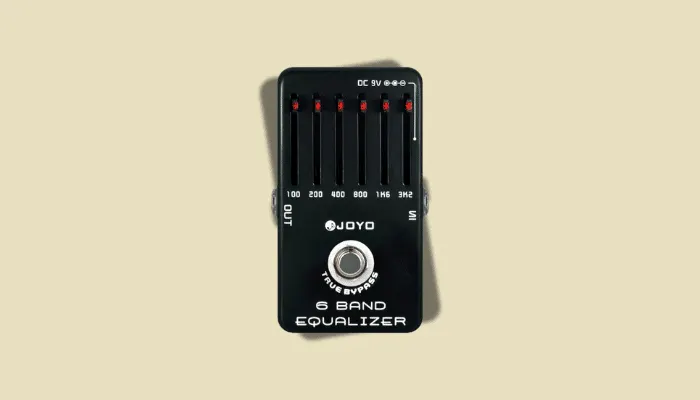 Photo of the JHS Colour Box and a six-band EQ pedal, illustrating higher-band EQ options.