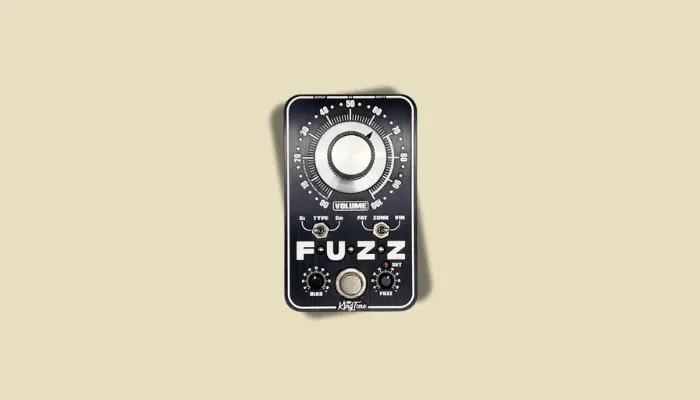Photo of the King Tone miniFUZZ V2, a compact boutique fuzz pedal for Hendrix-style germanium and silicon tones.