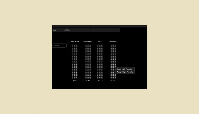 Diagram showing the Meris LVX quick-access parameters set up for the Echoplex preset.