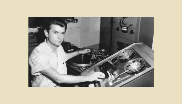 Photo of Sam Phillips of Sun Records, a pioneer of the slapback delay sound.