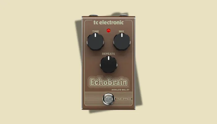 Photo of the TC Electronic Echobrain analog delay pedal, a budget three-knob delay with analog-style warmth.