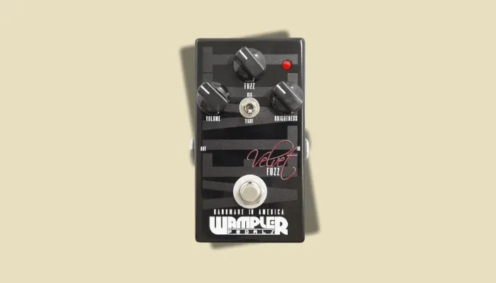 Photo of the Wampler Velvet Fuzz pedal, a versatile fuzz for smooth, Hendrix-leaning lead and rhythm tones.