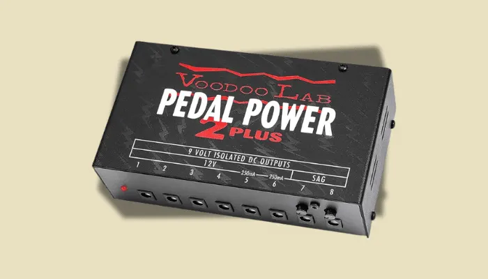 Photo of the Voodoo Lab Pedal Power 2 Plus, an isolated supply that's safe to leave powered on.