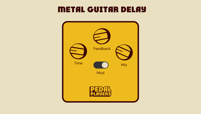 Guitar Delay Pedals: How They Work, Types & Setup Guide 17 Metal guitar delay pedal settings with knobs for time, feedback, and mix.