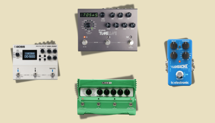 Guitar Delay Pedals: How They Work, Types & Setup Guide 8 Four digital delay pedals: Boss DD-500, Strymon Timeline, Line 6 DL4, and TC Electronic Flashback 2