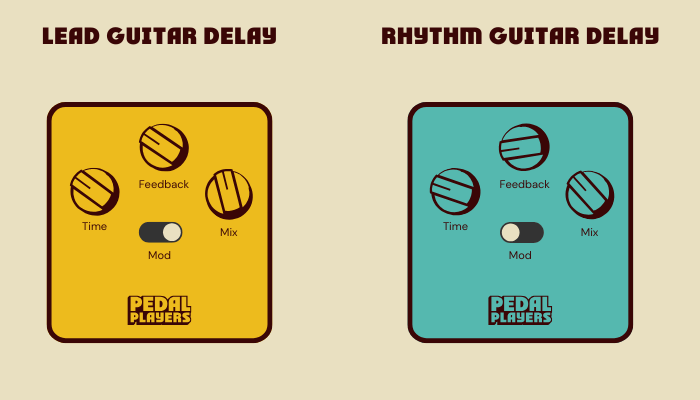Guitar Delay Pedals: How They Work, Types & Setup Guide 15 Lead and rhythm guitar delay pedal settings with knobs for time, feedback, and mix.